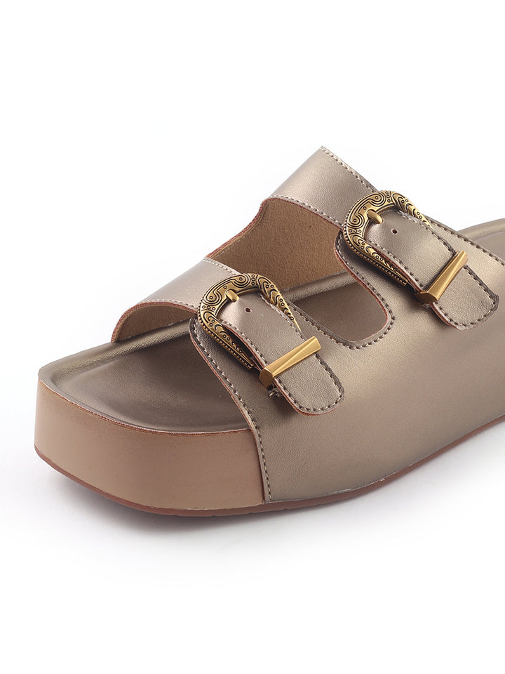 Antique Buckle Detail platform Sandals