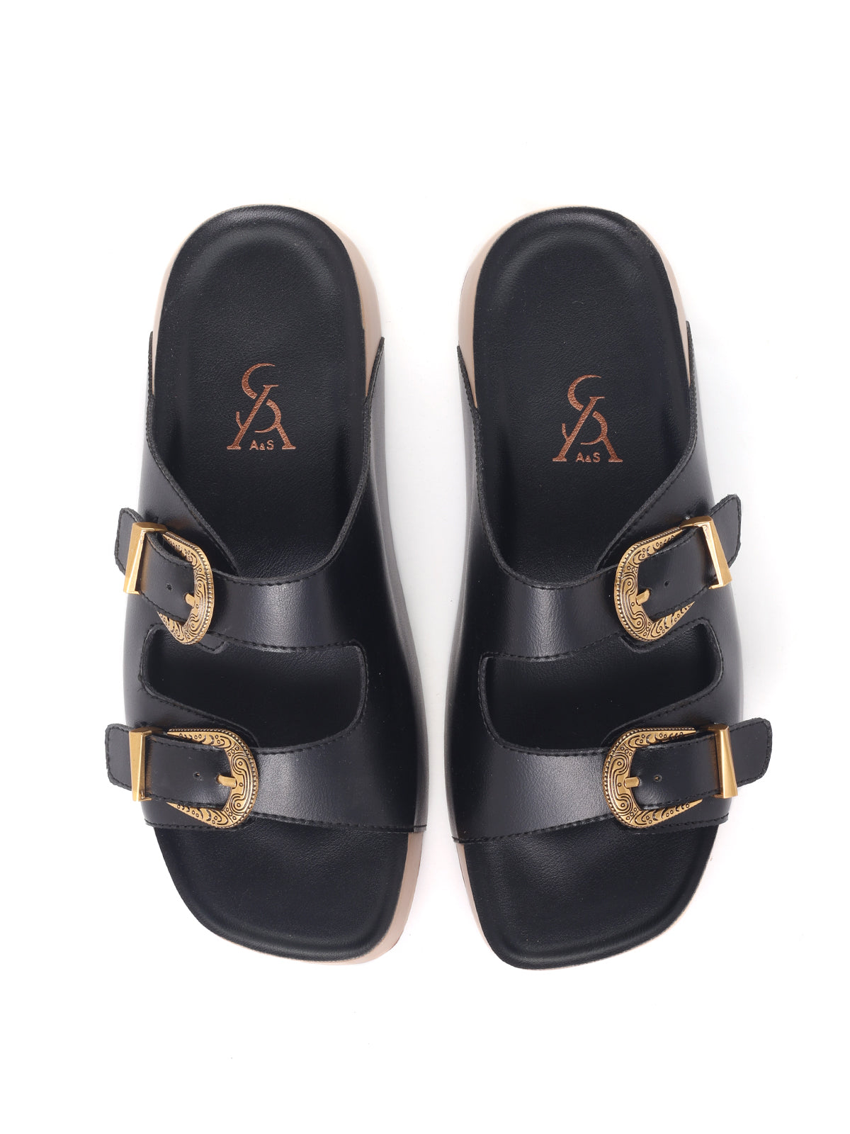 Antique Buckle Detail platform Sandals