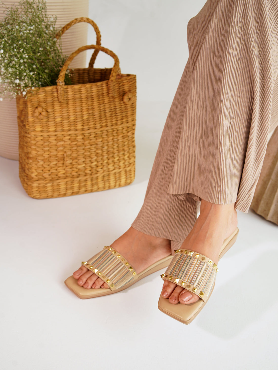 Striped Textured Detail Flats